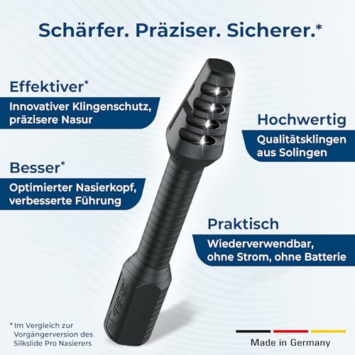 SilkslidePro Nasierer - Nasenhaartrimmer Herren - Nasenhaarentferner - Hochpräzise Klingen aus...