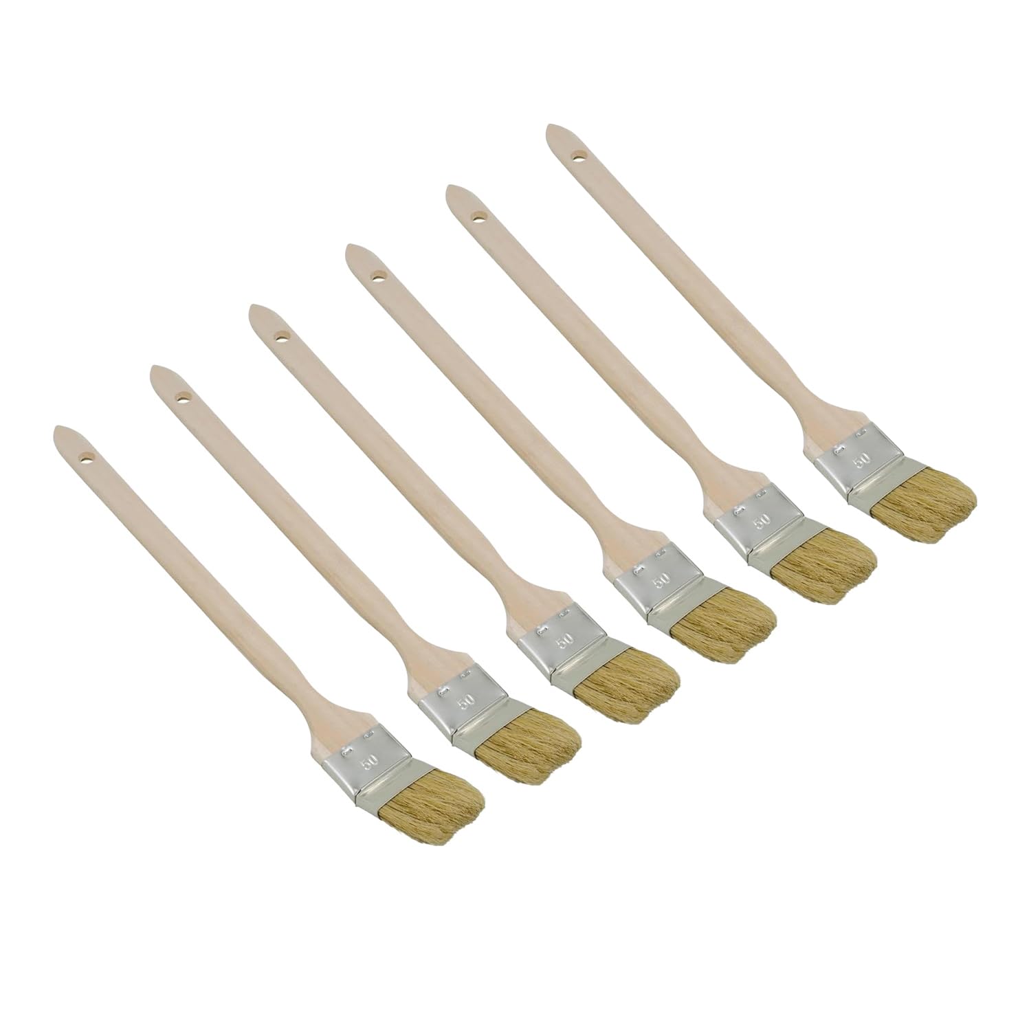 6 x Handelskönig Heizkörperpinsel 50 mm Langpinsel Eckpinsel Streichwerkzeug Pinsel Malerpinsel helle Borste