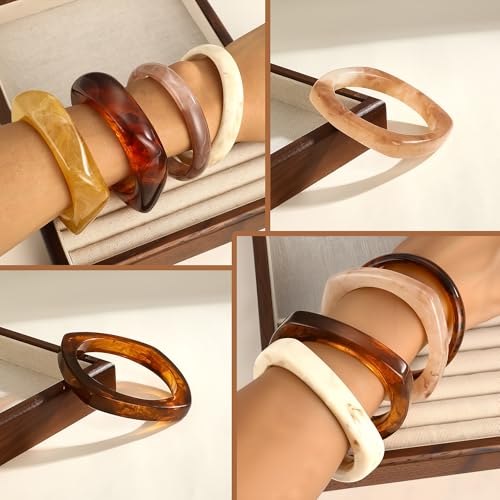 8 Pcs Irregular Chunky Wide Wrist Bangle Bracelet Colorful Acrylic Resin Bangle Bracelets Set for Women3