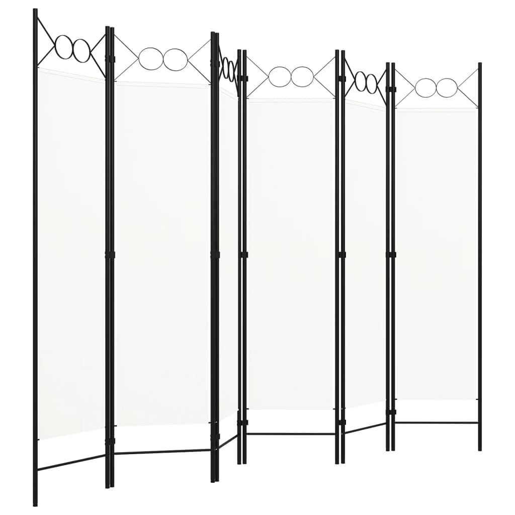 vidaXL Paravento a 6 Pannelli Divisorio Separè Byobu Pieghevole Schermo Separatore Ambienti Interni Protezione Privacy Bianco 240x180 cm