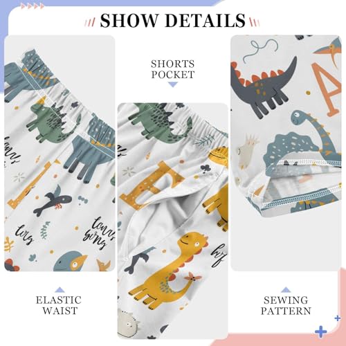 ALAZA Dinosaurs Pajamas Bottoms with Pockets Comfy Pjs Sleepwear Elastic Waistband Pajamas Pants Lounge Pants for 6-14 Years4