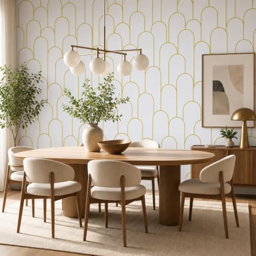 Image of FOKRIM Wallpaper for Walls Sticker Peel and Stick Removable Self Adhesive Waterproof Wall Paper for Home Kids Room Play Room (White LINE)
