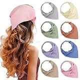 Tobeffect 8 Pack Hair Scarves Headband Elastic Boho Bandanas Scarf, Chiffon Head Kerchief with Hair