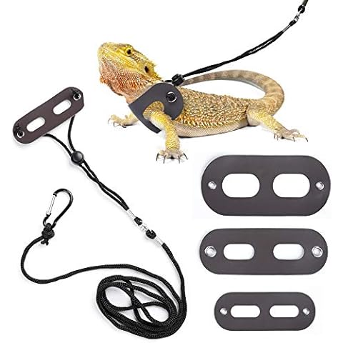 POLKASTORE Bearded Dragon Harness and Leash Adjustable(S,M,L, 3 Pack) - Soft Leather Reptile Lizard Leash for Amphibians and Other Small Pet Animals Cover