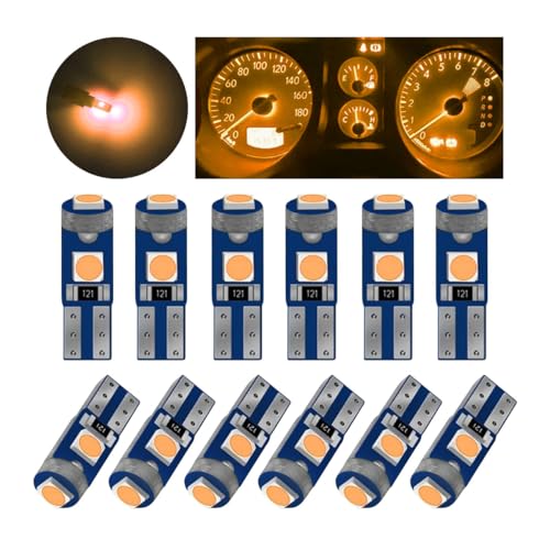 Image of GLSOWEE T5 LED Bulbs, 74 73 37 2721 LED Bulb 12 Volt Replacement, Yellow | 3030 SMD Bright Canbus Error-Free, Fit for Auto Car Gauge Cluster Dashboard Light Bulb Instrument Panel Indicator Lights Lamp