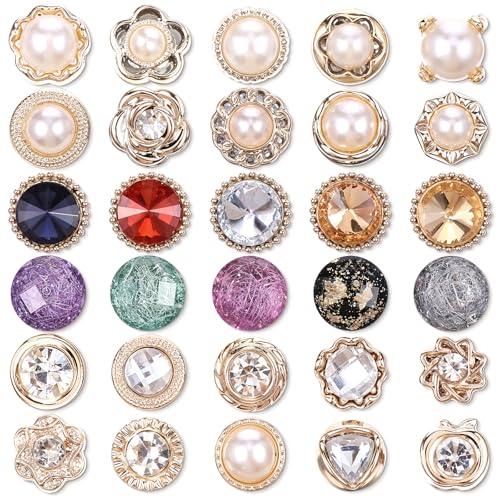 Image of 30 Pcs No Sew Invisible Buttons Pearl Brooch Button Women Reusable Pearl Cover Up Pin Removable Replacement Safety Button Dress Supplies Decoration for Girls Clothing Shirt Blouse Shawl Coat Christmas