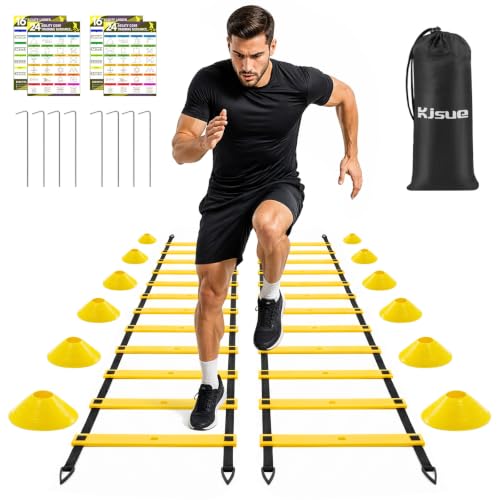 2 Pack 20ft Agility Ladder Set, 40ft Total Adjustable Speed Ladder