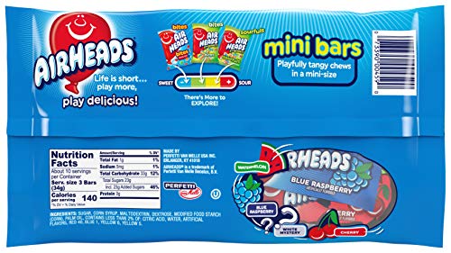 Airheads Mini Bars Variety Candy, Assorted Fruit, Individually Wrapped, Non Melting, 12 Ounce #TOP1