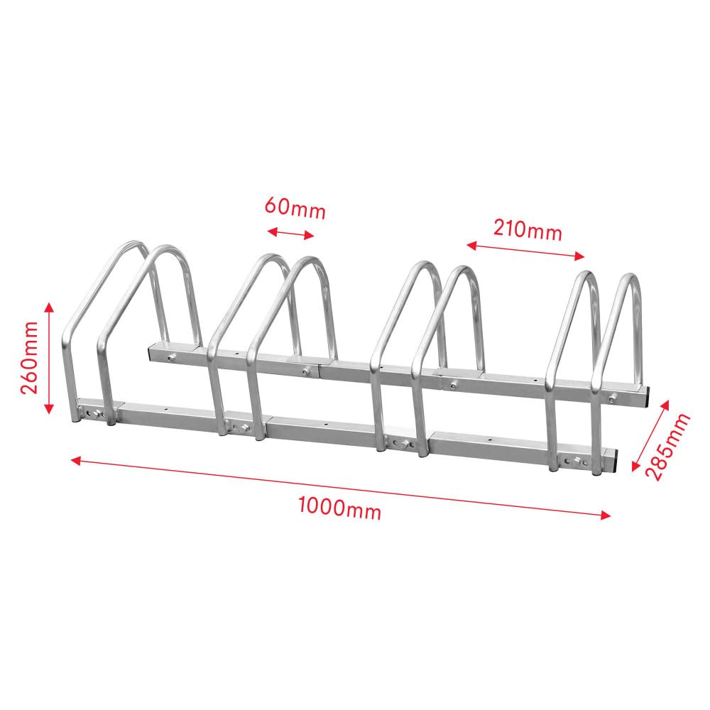 Râtelier Vélos Tubiaz Pour 4 Vélos - Support Sol Ou Mur - 101x32x26cm - Acier Galvanisé - Universel