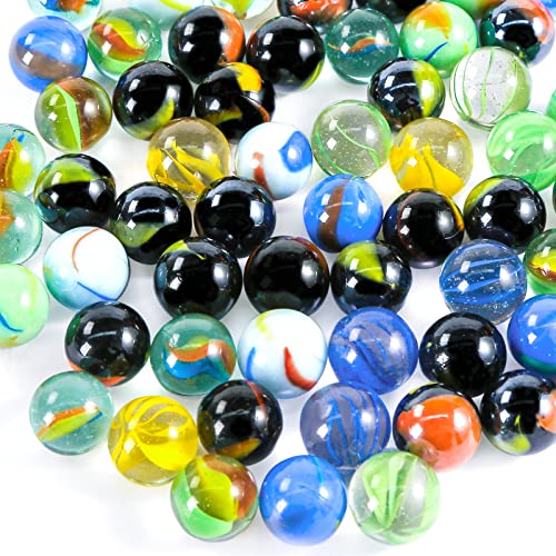 image for POPLAY 60PCS Colorful Glass Marbles,9/16 inch Marbles Bulk for Kids Ma