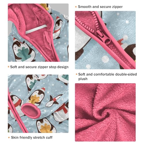 OTVEE Cartoon Christmas Penguin Kids Hoodie Jacket Fall Spring Full Zip Warm Outwear Coat3