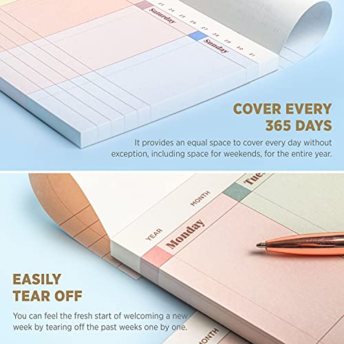 Oriday Weekly Calendar Planner Notepad Tear Off Pad (Rainbow) - Daily, Weekly Planning Pads #TOP4
