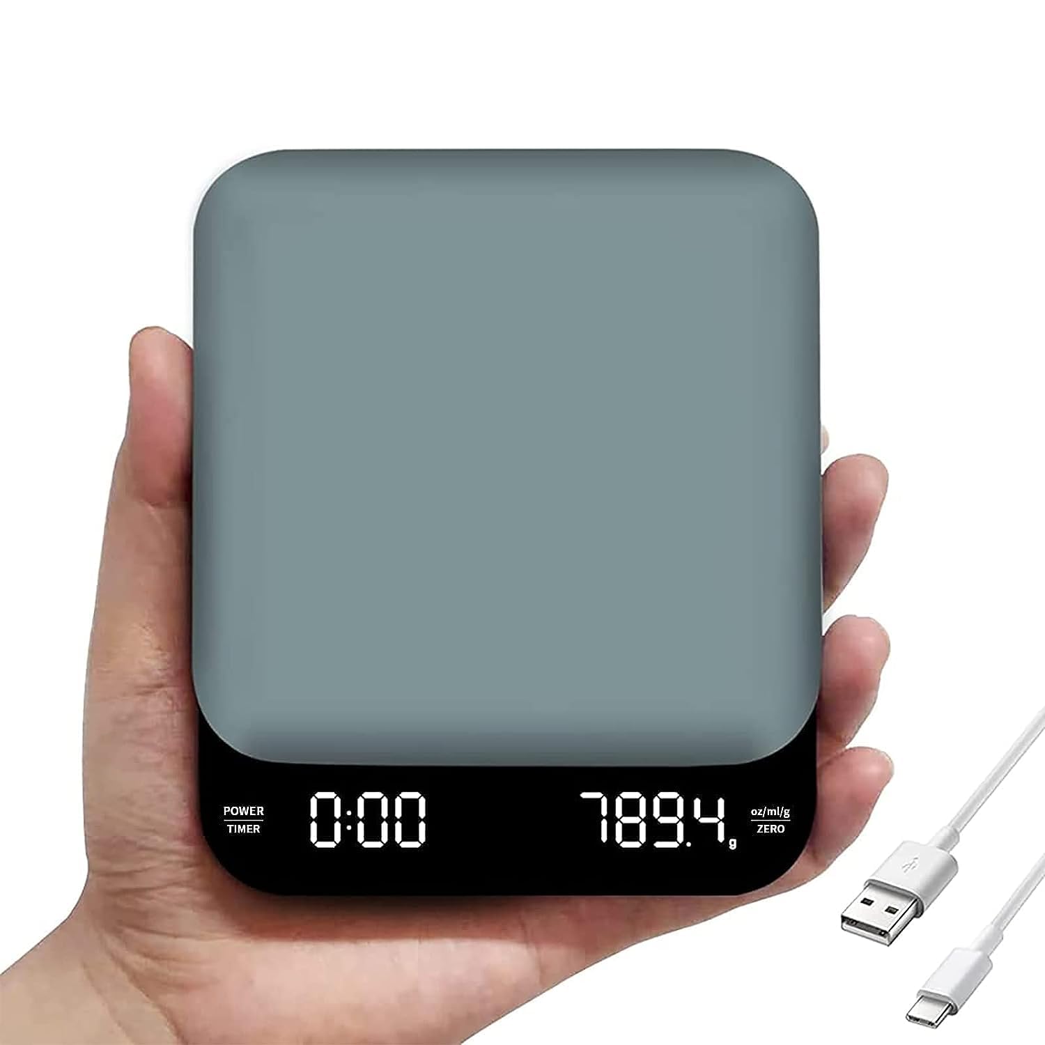 OBEST Mini Digital Coffee Scales with Timer, 0.1g/3Kg Rechargeable Coffee Machine Scale, Accurate Espresso Scale for Pour Over, Waterproof Small Kitchen Scales with Touchscreen Auto Tare Type C,Blue