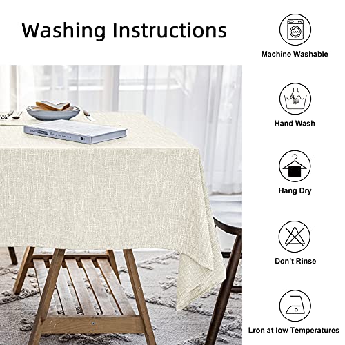 Jsfly Waterproof Cotton Linen Tablecloths Rectangle Dining Table Cloth, Wipe Clean Indoor & Outdoor Table Cover For Buffet Party And Banquets, Wrinkle Resistant（54"X70"） Beige #TOP3
