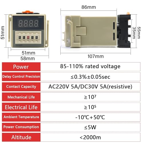 DH48S-S relais temporisé numérique programmable AC 110V avec base de prise