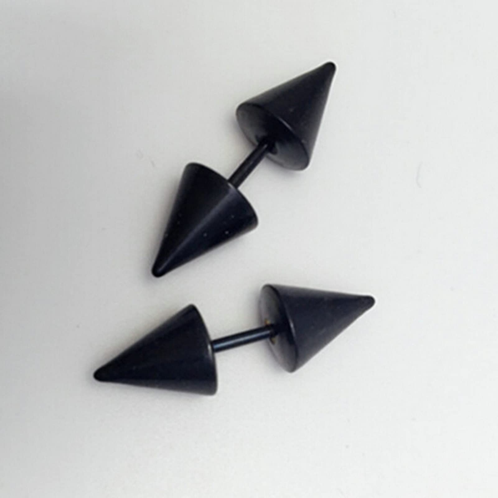 LLXYWJ Edelstahl-Ohrringe für Damen und Herren, Ohrstecker, Silber/Schwarz/Gold, 3–5 mm, geometrischer Kegel, Damen-Set