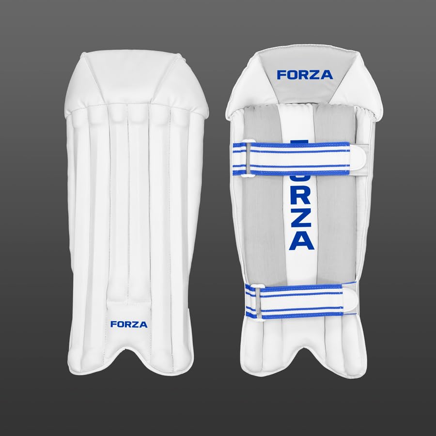FORZA Original Wicket Keeper Pads | Lightweight Cricket Wicketkeeping Pads with Cane & Foam Protection Artificial Leather Facing & Adjustable Straps | Youth & Adult Sizes (Adult)