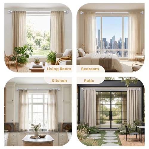 TANGWIN Silver Wrap Around Curtain Rods 66 to 120 In:Blackout Heavy duty Adjustable Window Curtain Rod for Bedroom Kitchen,Modern Decorative Curved French Metal Single Drapery Rod Easy Install,Nickel by TANGWIN - Image 6