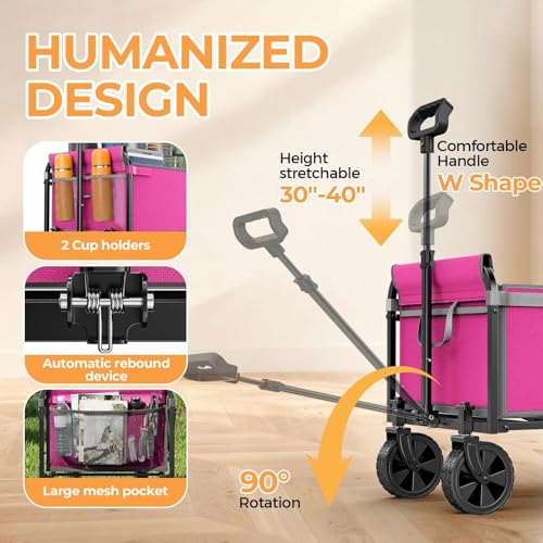 Carrito plegable portátil Holacamking rosa para camping 5