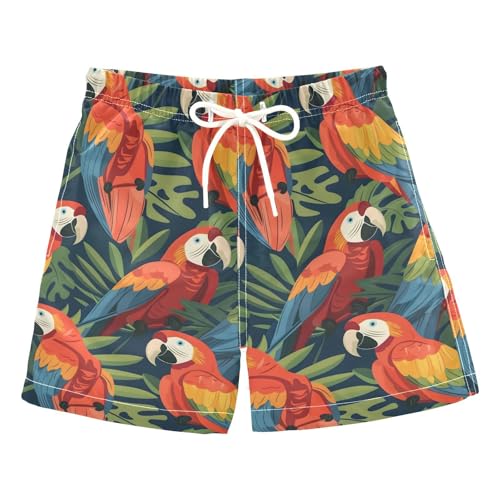 ALAZA Bird Palm Leaves Boys' Swim Trunks Beach Shorts Quick Dry Swimsuit 3T