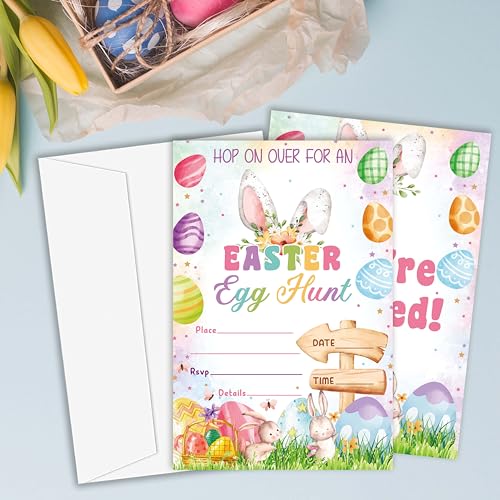 OXRUN Easter Egg Hunt Party Invitations, Set of 25 Spring