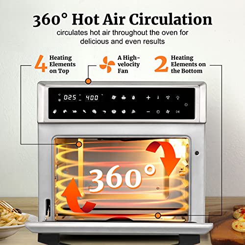 Ventray Convection Oven Air Fryer Toaster Oven 1700W 26Qt Digital Control Stainless Steel Electric Ovens With Bake Pan, Broil Rack, Fry Basket & Recipe Book Included, 12 Cooking Presets #TOP3