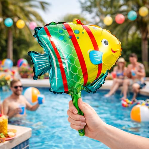 Image of Rozi Decoration Colorful Fish Shape Aluminium Foil Balloon for Birthday Decoration, Underwater Theme Party, Kids Party Decor, Ocean Theme Celebration Balloon for Home & Event Decor