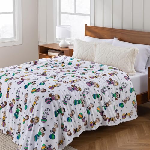Image of Berkshire Peanuts VelvetLoft Cute Character Snoopy Plush Throw Blanket,Easter Gang 2025 White,Throw 55 in x 70 in (Official Peanuts Product)