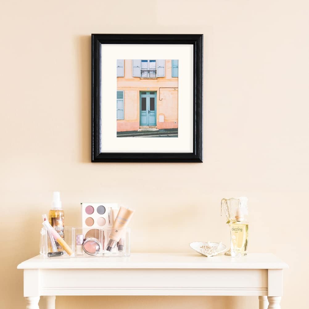 ArtToFrames 10x10インチ ブラックステイン レッドオーク 写真フレーム 2インチのシングルホワイトマット付き Sin