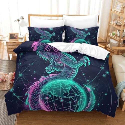 Ensemble de literie dragon 3D housse de couette microfibre super king - 2