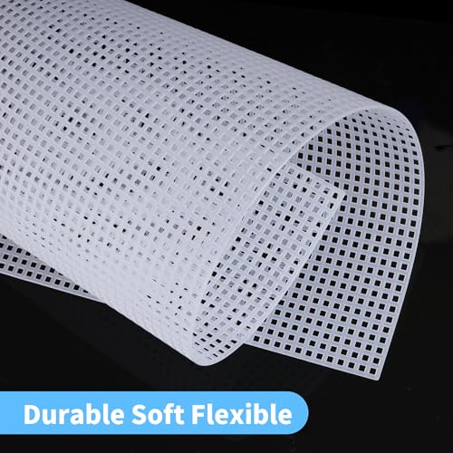 20PCS 7 Count Plastic Mesh Canvas Sheets, Perforated Plastic Stitching Cross Stitch Mesh Canvas for Embroidery, Crafts DIY Crochet Projects, 13.2X10.2 Inch (20Pcs Weaving Needles)