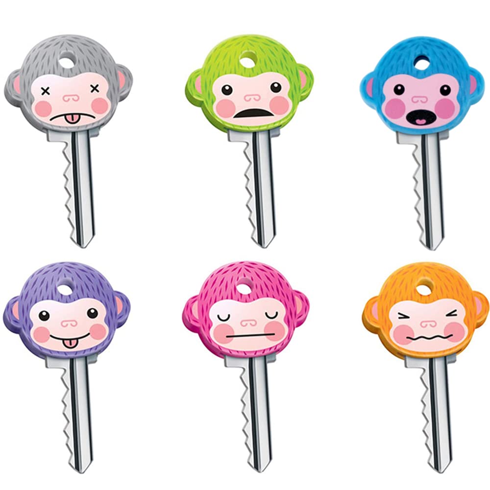 6 Pcs Rubber Key Caps - Flexible Monkey Key Covers - Fits Most Standard Keys - Easy Identifying Door Keys