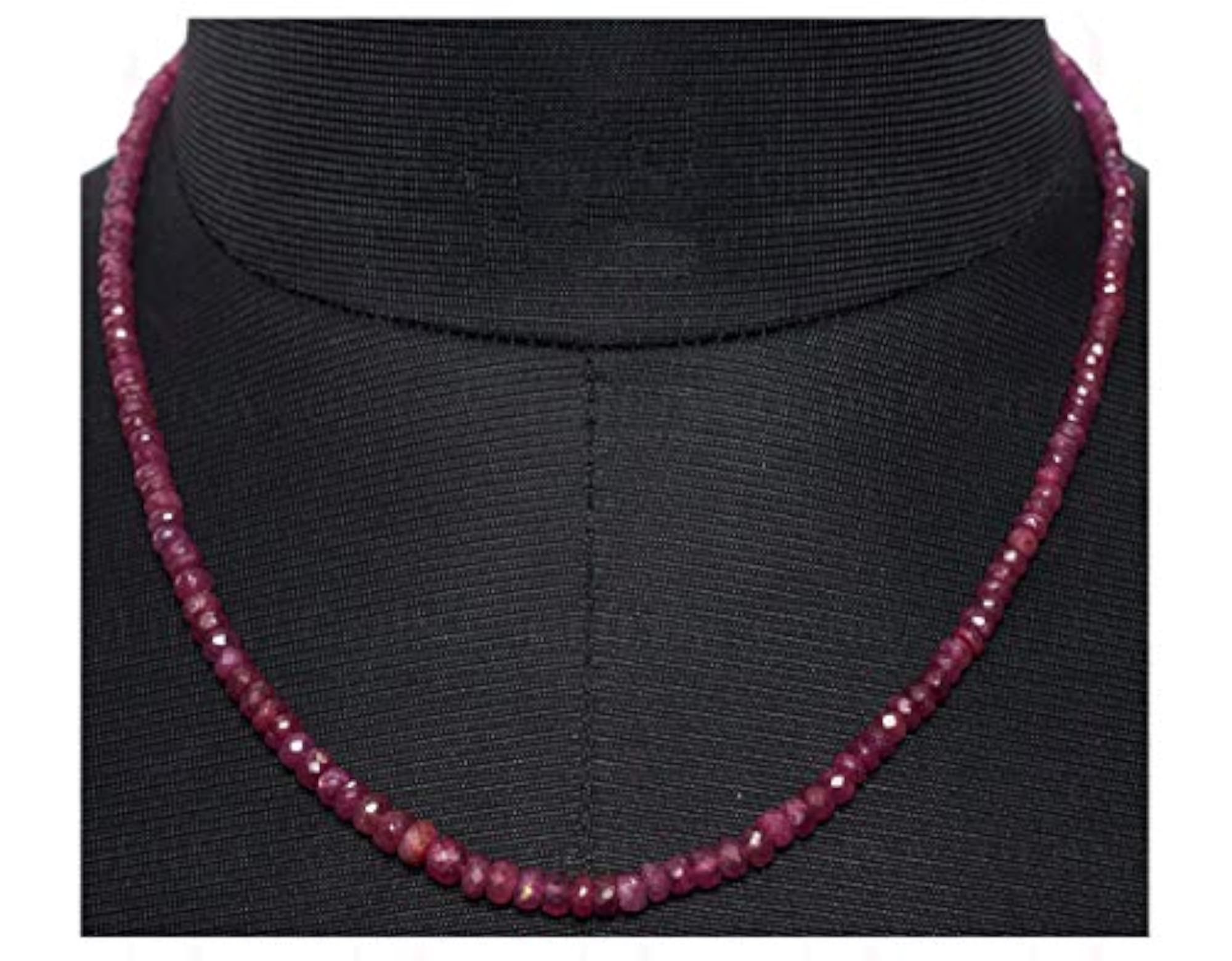 Jaipur Ruby Gemstone Faceted Bead Necklace