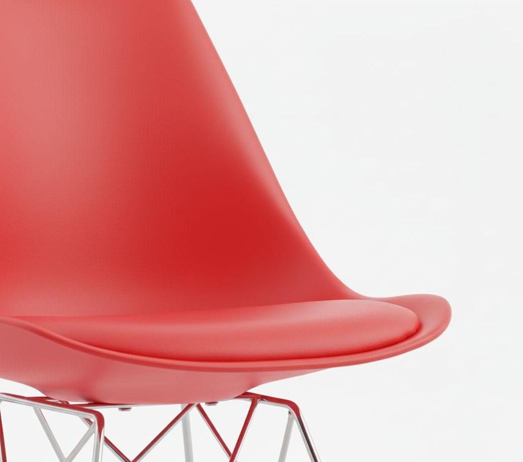 Orion91 - Vega Chair with Chrome Frame, Red Padded Faux Leather, 48 x 41 x 82 cm, Ideal for Dining Room, Office, Kitchen, or Living Room, Durable Design with CE Certificate. - Unidad