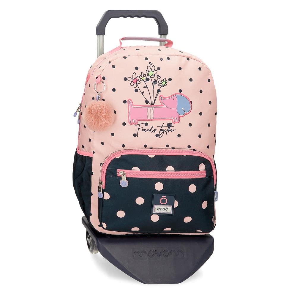 Enso Friends Together Mochila Escolar para Portátil con Carro 15,6" Rosa 32x42x15 cms Poliéster 18,82L