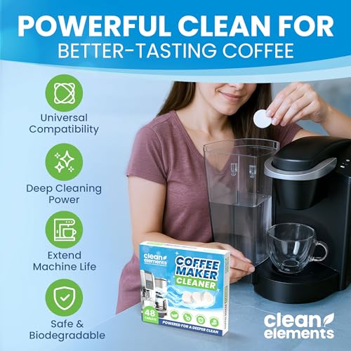 Image of Coffee Maker Cleaner & Descaler Tablets - 48 Pack, Deep Cleaning for Coffee Pot & Coffe Machine, Compatible with Keurig, Nespresso, Miele, Ninja, Breville, DeLonghi, Espresso & Drip Machines