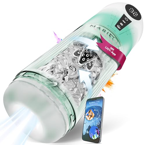 Sexspielzeug für die Männer – Elektrischer Masturbator mit Vibration, Saug- & Teleskopfunktion, 100 % wasserdicht, Taschenmuschi wiederaufladbar mit APP-Steuerung