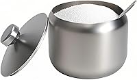 HiwafifisHomeMagic 15oz Stainless Steel Sugar Bowl with Lid & Spoon - Durable Round Jar for Coffee Bar Decor, Kitchen Storage, Silver