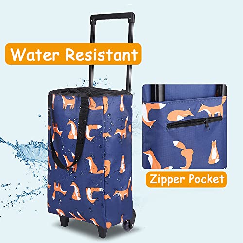 Aieino 23L Faltbarer Einkaufstasche mit Rollen - Kühlfach Einkaufstrolley Einkaufswagen Tasche Teleskopstange… – Bild 5