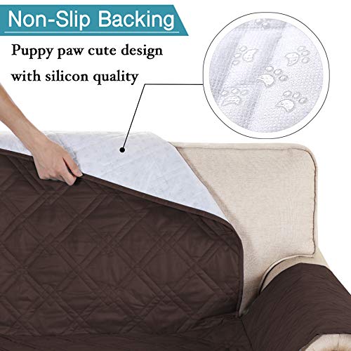 100% Waterproof Couch Covers For Living Room Quilted Sofa Furniture Covers For 3 Cushion Couch Machine Washable Protect From Pets Wear And Tear (Seat Width Up To 68") Brown #TOP2