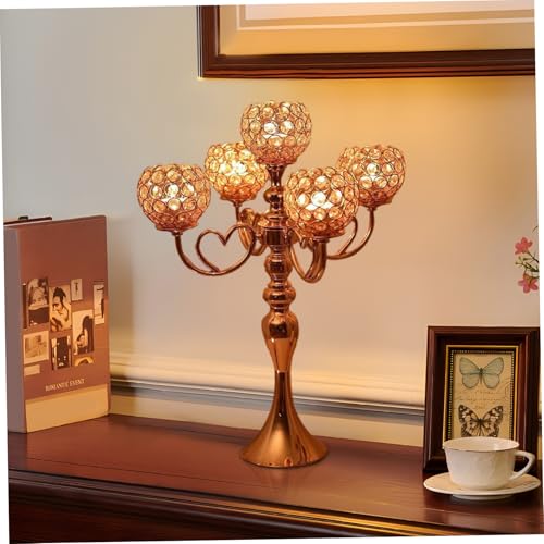Centres de table candélabres dorés de luxe avec 5 bras pour mariage