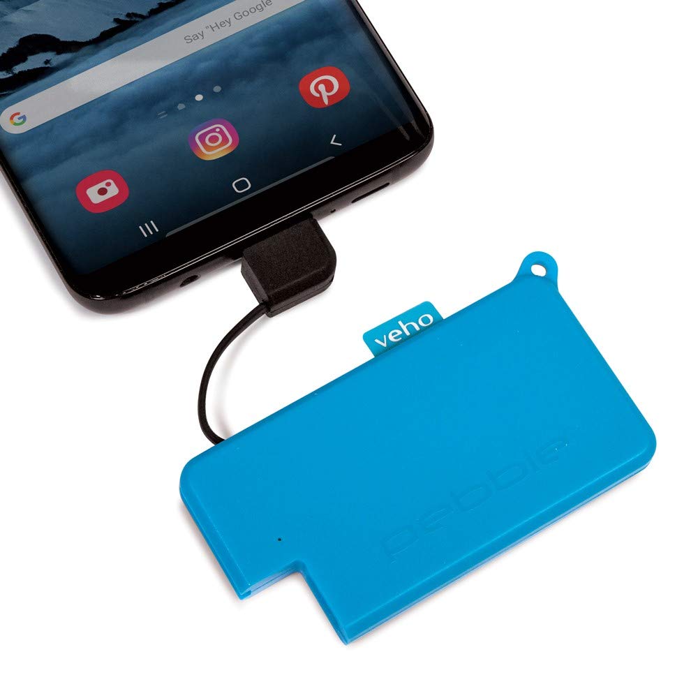 Veho Power Bank Breloczek Rozmiar Micro Pebble Pokket | Zintegrowane złącze USB-C | 1,000mAh | Kompatybilny z większością smartfonów z systemem Android | Slim Design | (VPP-015-PK-R)