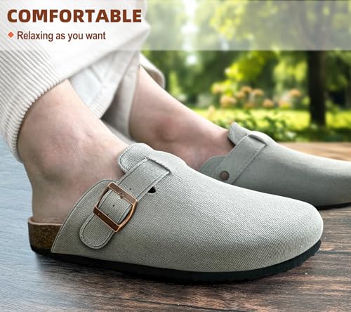 Image of BULLIANT Women Clogs-Fleece-Lined Suede Mules Slippers Nurse Shoes Unisex-Memory Foam Arch Support Cork-Footbed