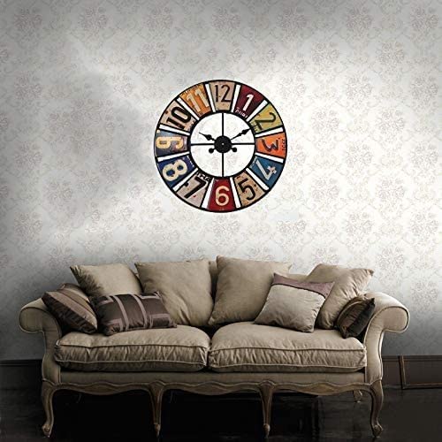 Horloge murale vintage grand format en bois pour salon silencieuse sans tic-tac