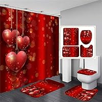 Red Vow Shower Curtain Sets for Bathroom Happy