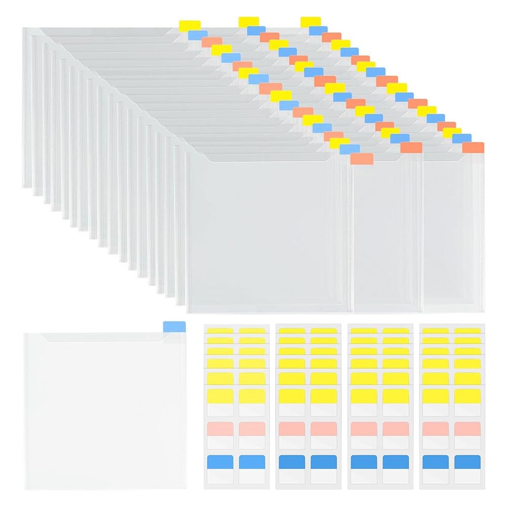 Agmoctz 60Piece 6X6-Inch Paper Storage,Clear Plastic Sleeves With 120 Sticky Index Tabs For Organizing Scrapbook Paper,Cardstock