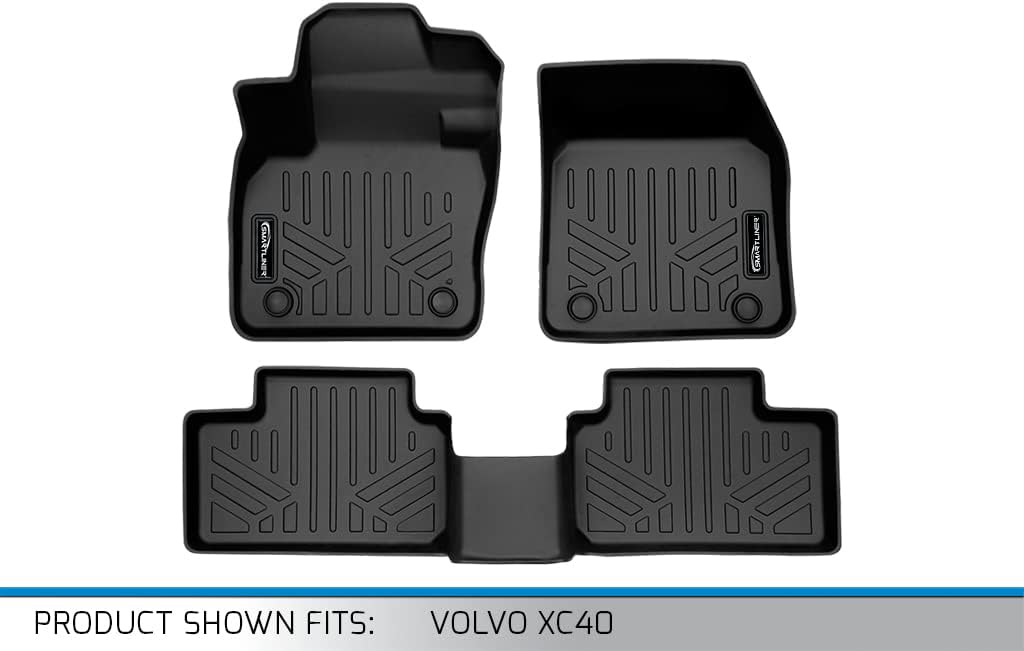 SMARTLINER Custom Fit All Weather 2 Row Floor Mat Liner Set Compatible with 2019-2025 Volvo XC40