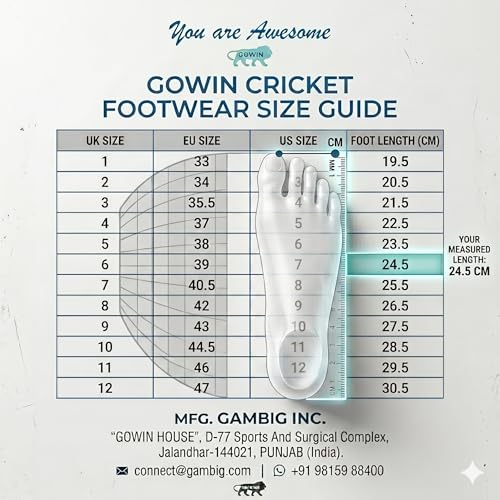Image of GOWIN Turf Cricket Shoe for Men II Tournament, Training Cricket Sports Shoe for Men II Cricket Shoe for Mans