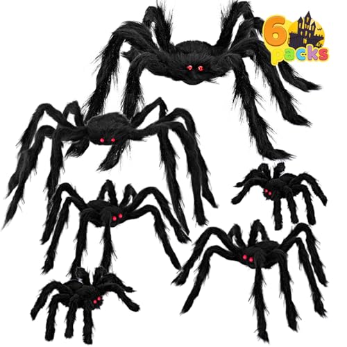 JOYIN 6 Packs Halloween Outdoor Decorations Giant Spiders Set, Ha...