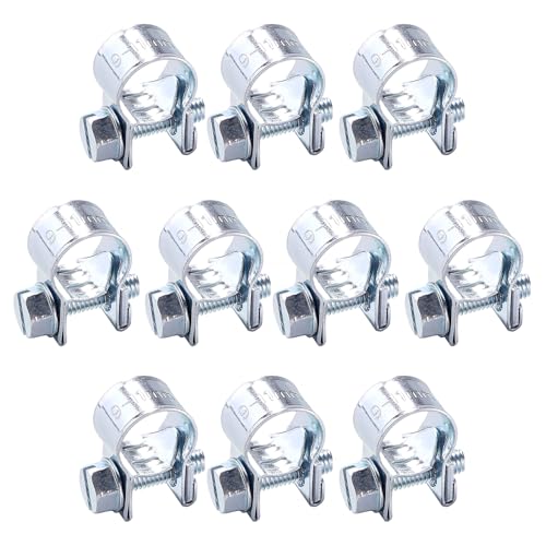 YYIGVMO 10 Piezas 9-11 mm Mini Abrazaderas de Manguera, Abrazaderas de Manguera de Inyección de Combustible Chapado en Zinc, Abrazadera de Tubo Ajustables, para Línea de Combustible, Tubo de Escape